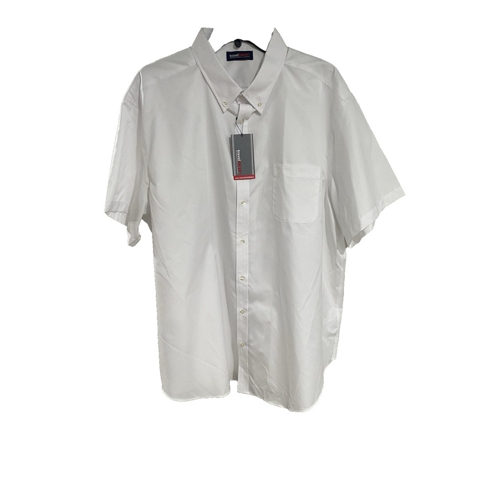 Travel Smart‎ Men Shirt 4XB BIG SHORT Sleeve WHITE button down non-iron $59.50
